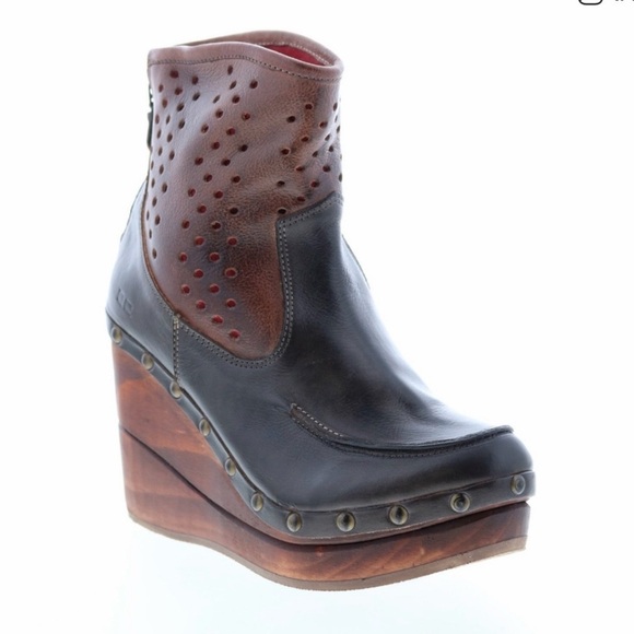 Bed Stu Two-Tone Leather Wedge Boots - Picture 4 of 11